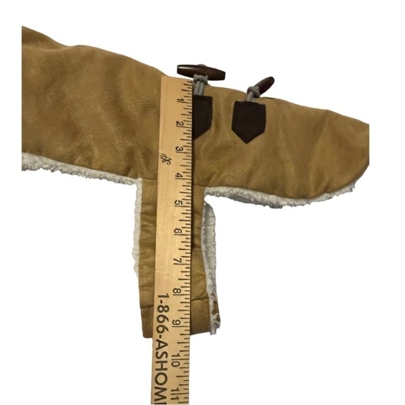 𝅺DOG coat, camel microsuede toggle button accent Sherpa lining M - Picture 5 of 8